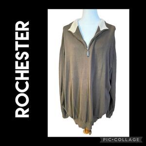 Rochester 100% Pima Cotton Half Zip Pullover Brown/Tan Men’s Sweater Size 3XL